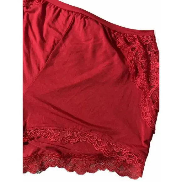 Victorias Secret Red Lace Trim Sleep Shorts Small - Picture 3 of 5